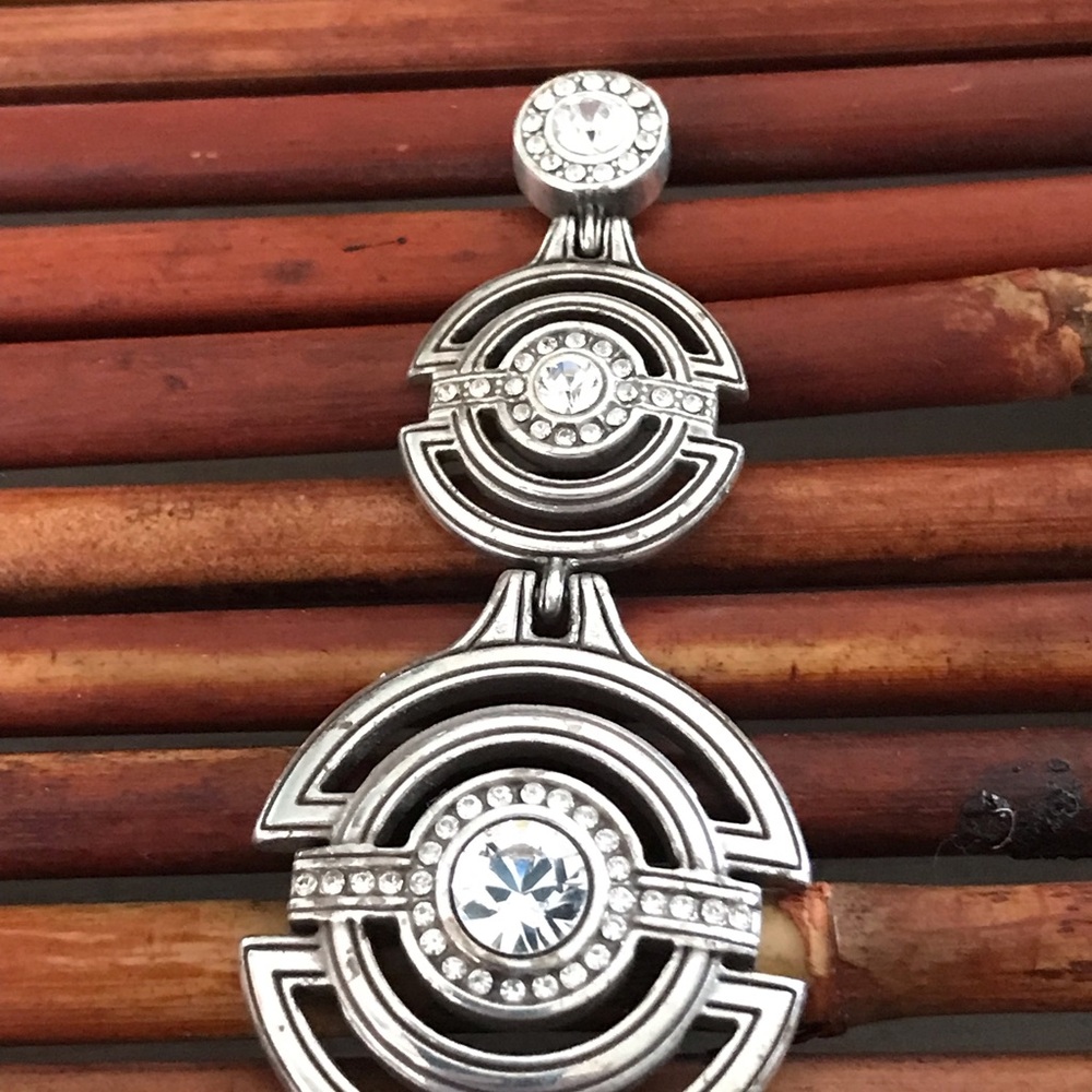 Brighton Single Silver Geometric Crystal Post Earring